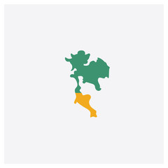 Thailand map concept 2 colored icon. Isolated orange and green Thailand map vector symbol design. Can be used for web and mobile UI/UX