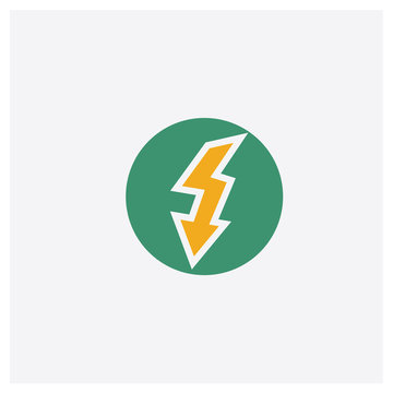 Flash concept 2 colored icon. Isolated orange and green Flash vector symbol design. Can be used for web and mobile UI/UX