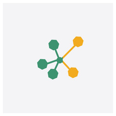Nodes concept 2 colored icon. Isolated orange and green Nodes vector symbol design. Can be used for web and mobile UI/UX