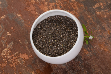 Dietary Chia seeds in the bowl