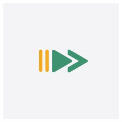 Forward concept 2 colored icon. Isolated orange and green Forward vector symbol design. Can be used for web and mobile UI/UX