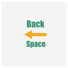 Backspace concept 2 colored icon. Isolated orange and green Backspace vector symbol design. Can be used for web and mobile UI/UX
