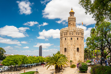 The Torre del Oro - historical landmark from XIII century in Seville, Andalusia, Spain