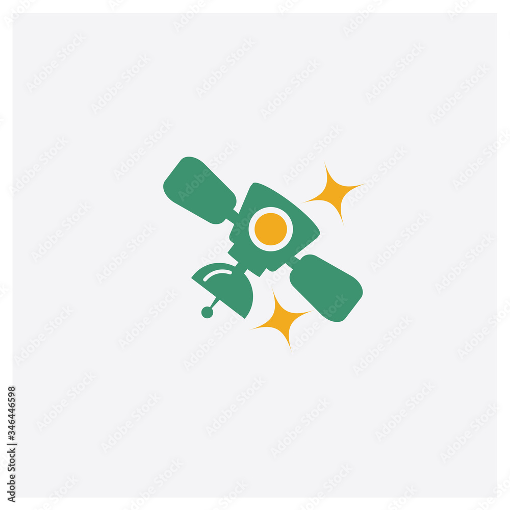 Wall mural satellite concept 2 colored icon. isolated orange and green satellite vector symbol design. can be u