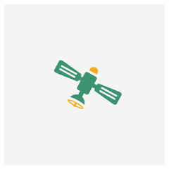 Satellite concept 2 colored icon. Isolated orange and green Satellite vector symbol design. Can be used for web and mobile UI/UX