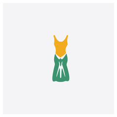Long Bandeau Dress concept 2 colored icon. Isolated orange and green Long Bandeau Dress vector symbol design. Can be used for web and mobile UI/UX