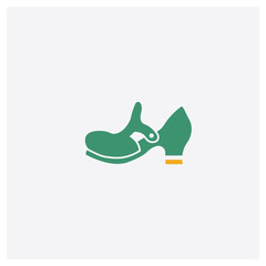 Flat Shoes concept 2 colored icon. Isolated orange and green Flat Shoes vector symbol design. Can be used for web and mobile UI/UX