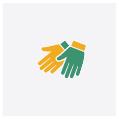 Leather gloves concept 2 colored icon. Isolated orange and green Leather gloves vector symbol design. Can be used for web and mobile UI/UX