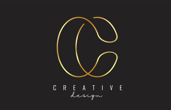 Golden Monogram C Letter Logo with luxury and precious design. Graphic golden C icon.