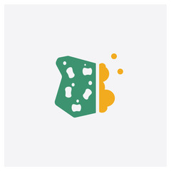 Sponge concept 2 colored icon. Isolated orange and green Sponge vector symbol design. Can be used for web and mobile UI/UX