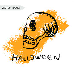 Skull. Vector EPS 10. Hand drawing. Punk, emo and grunge style. Digital art.