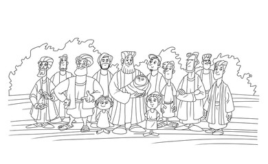 Fototapeta na wymiar Biblical patriarch Jacob and his twelve sons