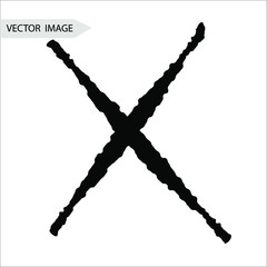 Hand drawn X cross reject or cancel mark or criss-cross sign. Hand drawn paint brush  crossed lines vector icon for rejection or no choice and refuse symbol.