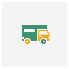 Truck concept 2 colored icon. Isolated orange and green Truck vector symbol design. Can be used for web and mobile UI/UX