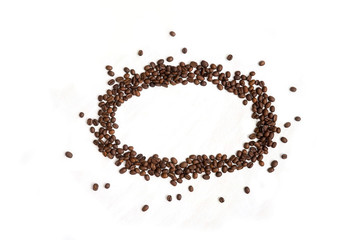 Coffee beans circle on white background.