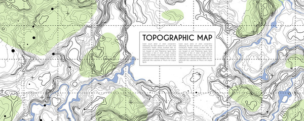 Fototapeta premium Abstract topographic map background. Topo backdrop lines, contour, geographic grid
