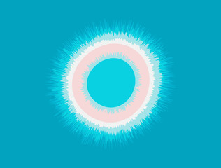 Volcano Crater Lake in Ocean Turquoise Surface Cartoon Vector Illustration