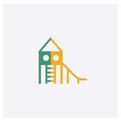Slide concept 2 colored icon. Isolated orange and green Slide vector symbol design. Can be used for web and mobile UI/UX