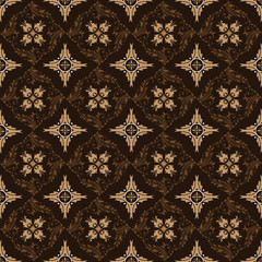 Beautiful circle pattern on Indonesian batik design with dark brown color design