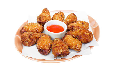Chicken wings deep-fried  isolated on white,  food menu 
