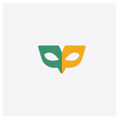 Small Carnival Mask concept 2 colored icon. Isolated orange and green Small Carnival Mask vector symbol design. Can be used for web and mobile UI/UX