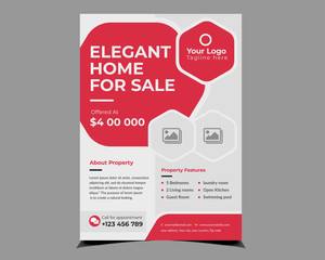 Elegant Home for sale flyer design vector template