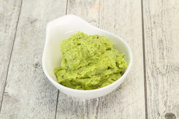 Avocado guacamole sauce with chili pepper