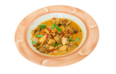 Chicken curry isolated on white,  food menu 