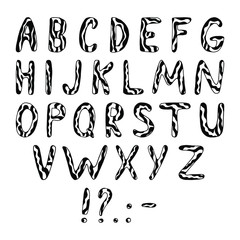 Vector drawn letters of the alphabet with a black pattern