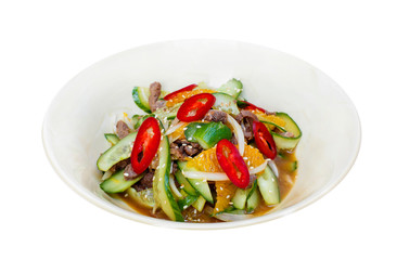  green beef salad isolated on white,  food menu 