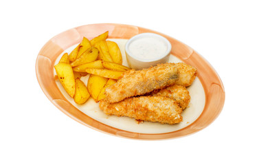 fish and chips isolated on white,  food menu 