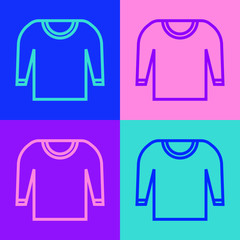 Pop art line Sweater icon isolated on color background. Pullover icon. Vector Illustration