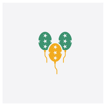 Ballons Concept 2 Colored Icon. Isolated Orange And Green Ballons Vector Symbol Design. Can Be Used For Web And Mobile UI/UX