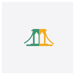 Brooklyn bridge concept 2 colored icon. Isolated orange and green Brooklyn bridge vector symbol design. Can be used for web and mobile UI/UX