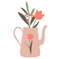 Pink leech with a bouquet of flowers