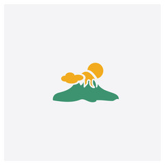 Fuji mountain concept 2 colored icon. Isolated orange and green Fuji mountain vector symbol design. Can be used for web and mobile UI/UX