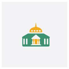 Obraz premium Goverment Building concept 2 colored icon. Isolated orange and green Goverment Building vector symbol design. Can be used for web and mobile UI/UX