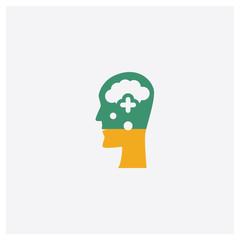 Thinking concept 2 colored icon. Isolated orange and green Thinking vector symbol design. Can be used for web and mobile UI/UX