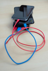 Power bank, phone charger for multiple smartphones with usb connector.