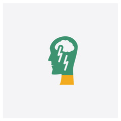 Brainstorm concept 2 colored icon. Isolated orange and green Brainstorm vector symbol design. Can be used for web and mobile UI/UX