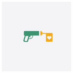 Gun concept 2 colored icon. Isolated orange and green Gun vector symbol design. Can be used for web and mobile UI/UX