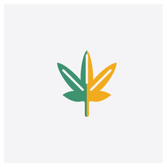 Cannabis concept 2 colored icon. Isolated orange and green Cannabis vector symbol design. Can be used for web and mobile UI/UX