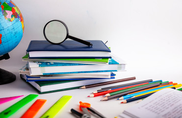 training ,school supplies on the table