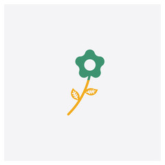 Flower concept 2 colored icon. Isolated orange and green Flower vector symbol design. Can be used for web and mobile UI/UX