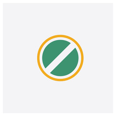 Prohibition concept 2 colored icon. Isolated orange and green Prohibition vector symbol design. Can be used for web and mobile UI/UX
