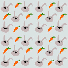 seamless pattern with cute rabbits and carrots