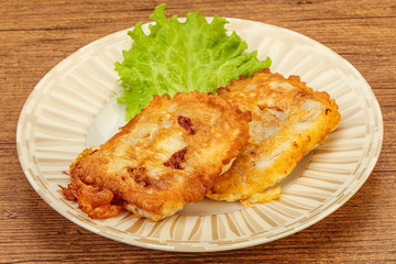 Roasted cod fish in bread