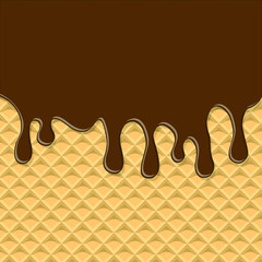 Waffle seamless vector pattern. Cartoon wafer repeated background. Ice cream cone texture.Ice cream in a waffle cup. Ice-cream cone. Summer dessert. Vector illustration