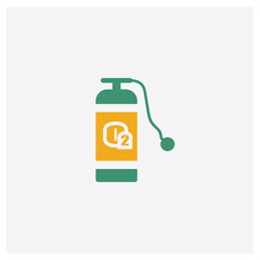 Oxygen tank concept 2 colored icon. Isolated orange and green Oxygen tank vector symbol design. Can be used for web and mobile UI/UX