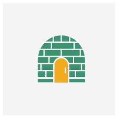Igloo concept 2 colored icon. Isolated orange and green Igloo vector symbol design. Can be used for web and mobile UI/UX